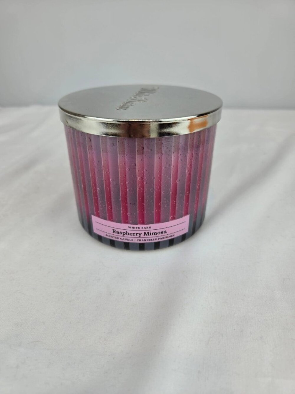 Bath & Body Works White Barn Raspberry Mimosa 3-Wick Candle 14.5 oz NEW